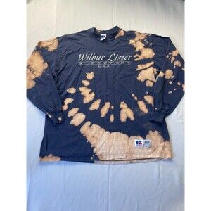 Russell‎ Athletic Shirt Mens Large Blue Bleach Tie Dye Wilbur Lister Long Sleeve